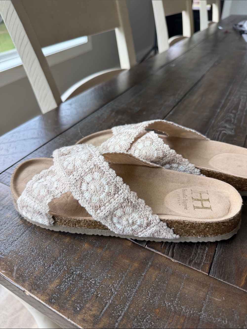 Haute Hippie Beige Crochet Cross-Strap Mules - Picture 2 of 3